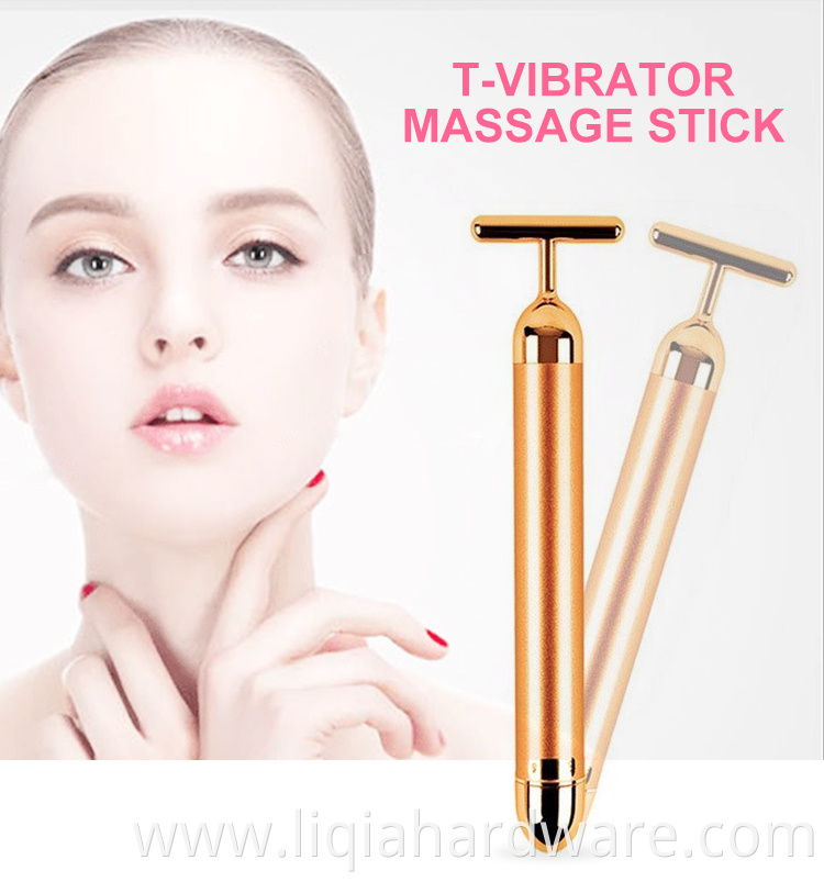 Mini electric vibration 24k gold bar facial massager energy beauty bar